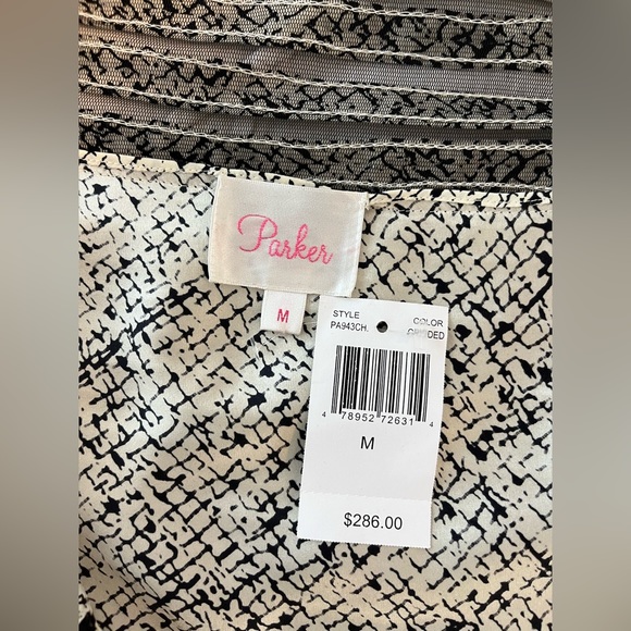 Parker Mesh Panel Gridded Silk Lined Fit & Flare M - Picture 8 of 9